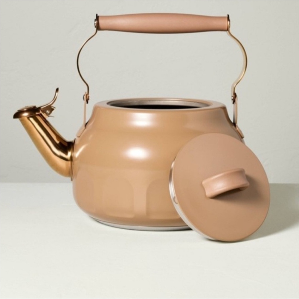 HEARTH & HAND NWT stainless steel teapot -2qt -brown - Picture 3 of 7